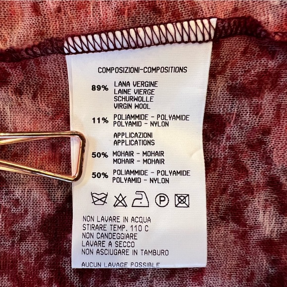 Roberta Scarpa Virgin Wool Mohair Knit Lace Trim Cardigan Fitted Sweater Size 12 - Picture 14 of 16